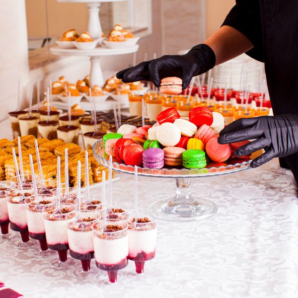 A colorful array of desserts and pastries arranged for tasting.