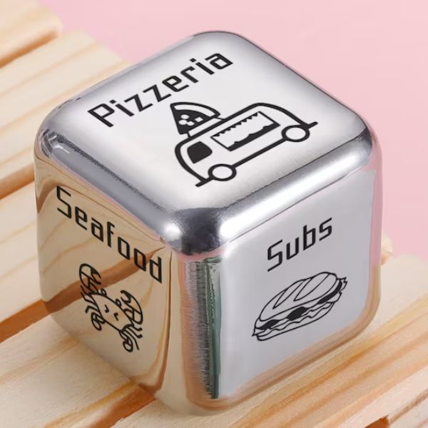 A set of Dice for Dinner, a comically oversized version that adds a humorous twist to traditional game nights, a perfect fit for the collection of Funny Gifts for Gamer Boyfriends.