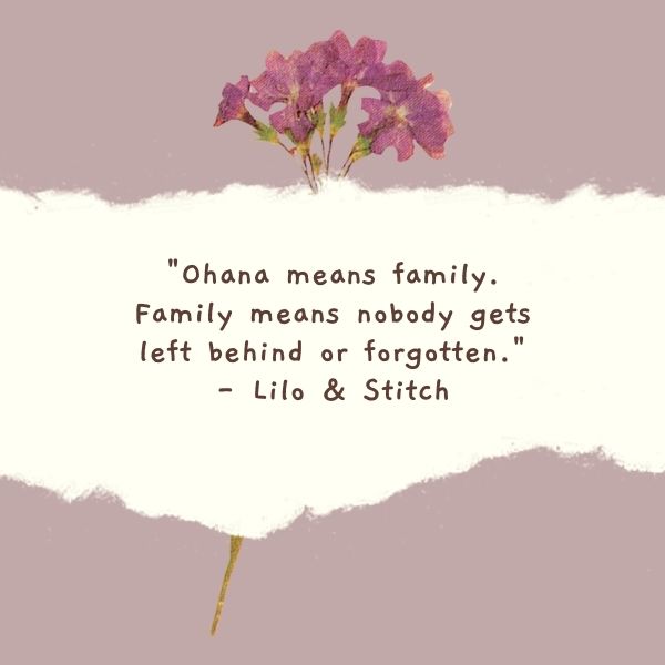 Poster of Disney quotes about family featuring beloved characters and their memorable lines