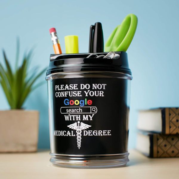 Do Not Confuse Your Google Funny Pen Cup is a witty and practical gift for physical therapists, adding personality to their desk.