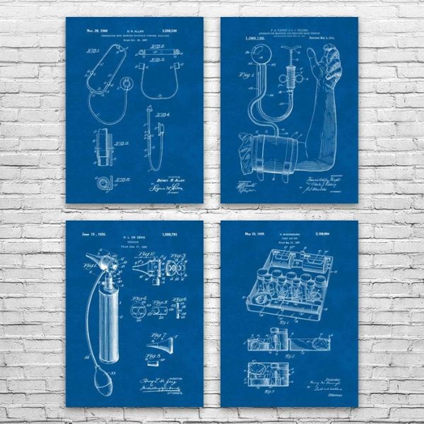 Decorate your office with the Doctors Office Patent Posters Set of 4 (5x7) for a touch of medical sophistication.