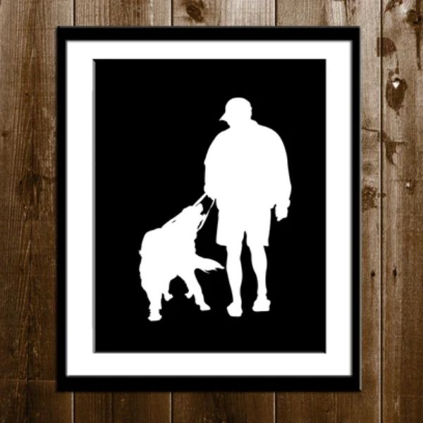 Dog Portrait Silhouette christmas gift for dog dad