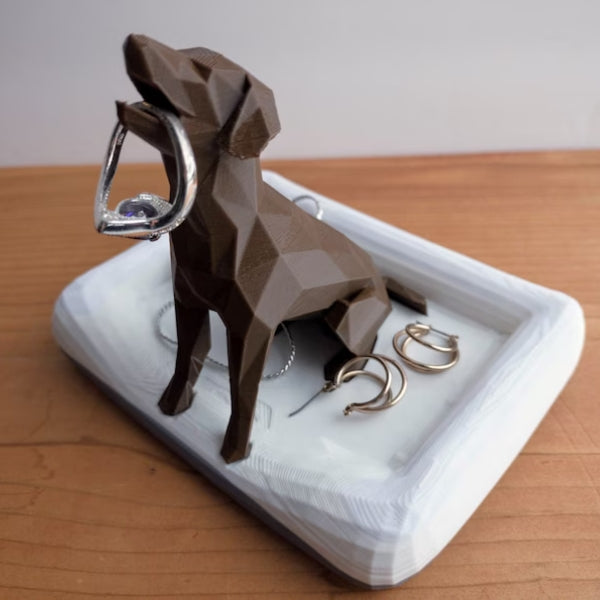 Dog Ring Holder with Bed Dish, unique engagement gift for pet lovers.