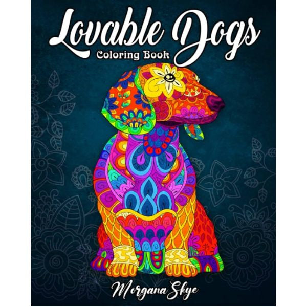 An enchanting dog-themed coloring book cover, offering a creative and soothing gift option for dog moms.
