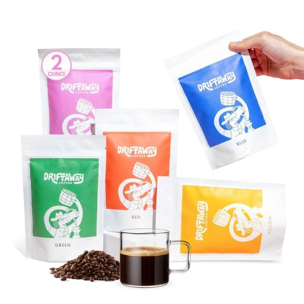 Driftaway Coffee Explorer Box, perfect for coffee lovers' New Year's Eve hostess gift.