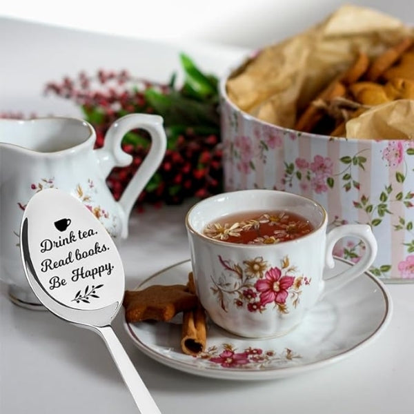 Drink Tea Read Books Be Happy Spoon, an ideal gift for avid readers.