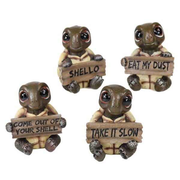 Ebros Whimsical Cute Sea Turtles Set of Four Statues, charming decor for turtle gifts.