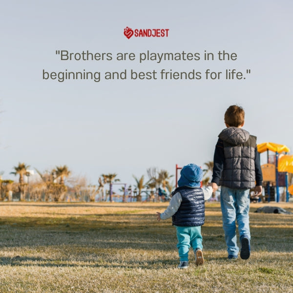Two young brothers walking together captures the spirit of emotional heart touching brother and sister quotes.