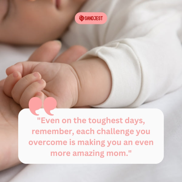 Close-up of a baby's hand gently held by a new mother, epitomizing the essence of motivational quotes for new moms.