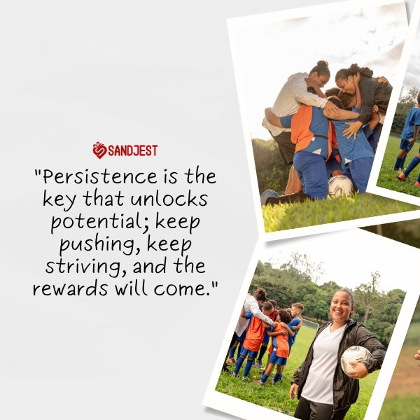 A team united in a huddle on the field illustrates encouraging sport quotes.