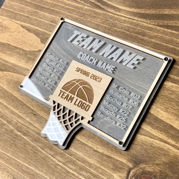 End-of-season coach plaque with accolades - commemorative basketball coach gifts