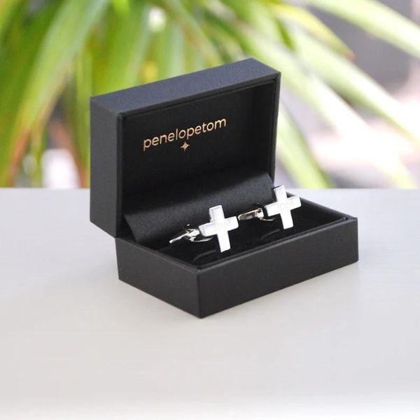 Engrave Silver Cross Cufflinks - a sophisticated and meaningful accessory for Easter.