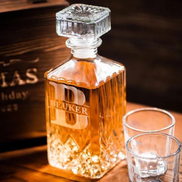 Engraved Bourbon Decanter Set with Glasses is a sophisticated retirement gift.