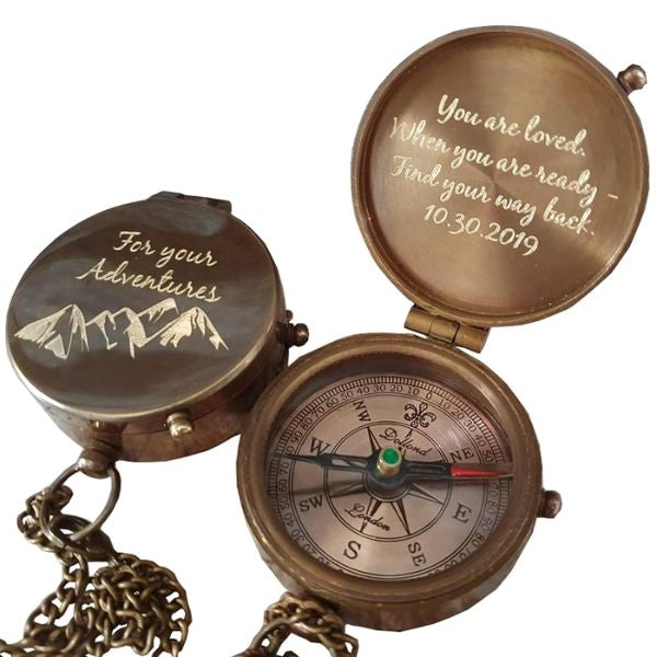 Engraved Compass, a symbol of guidance and adventure for dad.