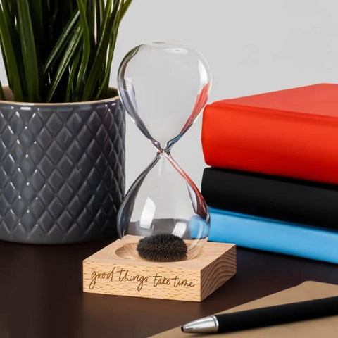 Engraved Hourglass, a timeless new job gift symbolizing time management