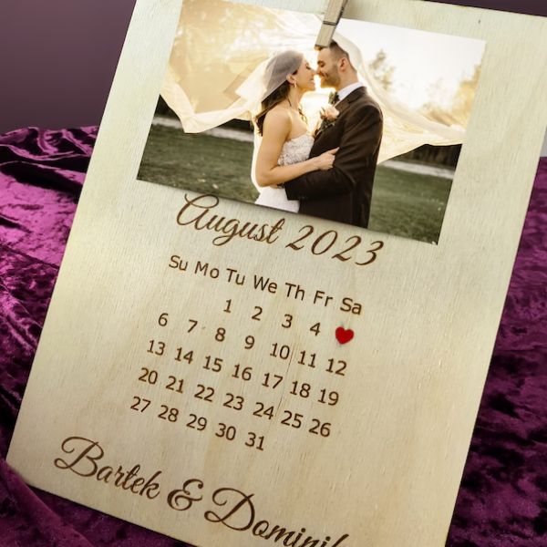 Engrave the wedding day forever with the Engraved Wedding Day Photo Frame featuring the date.