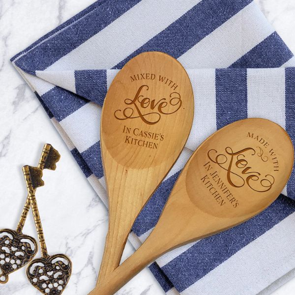 Engraved Wooden Spoons, a charming and functional Easter gift for wives who love cooking.
