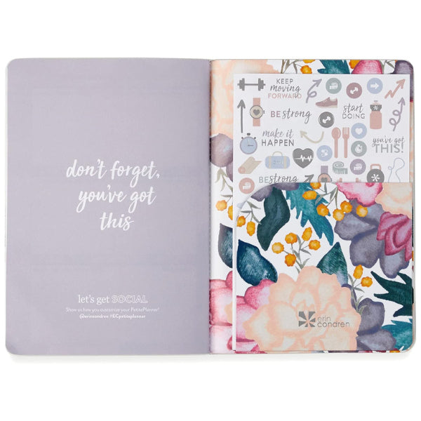 Image of the Erin Condren Focused Wellness Log, a wellness journal designed to support sports moms in their fitness journey.