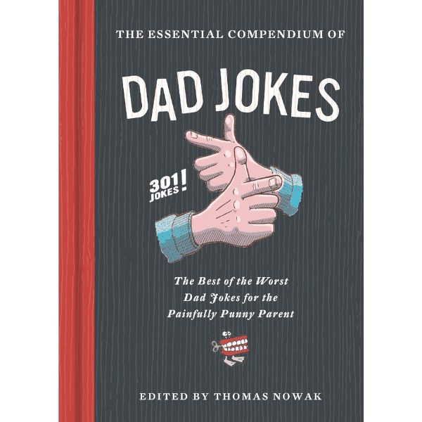 "Essential Compendium of Dad Jokes" book cover, a collection of puns.