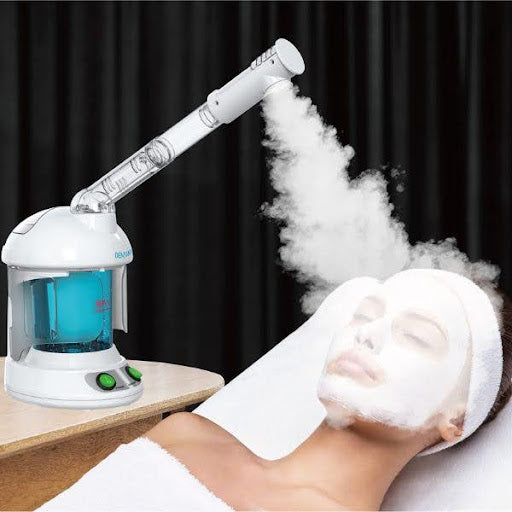 A stay-at-home mom enjoys a facial steamer, a thoughtful addition to her self-care routine, among unique gifts for a stay at home mom.