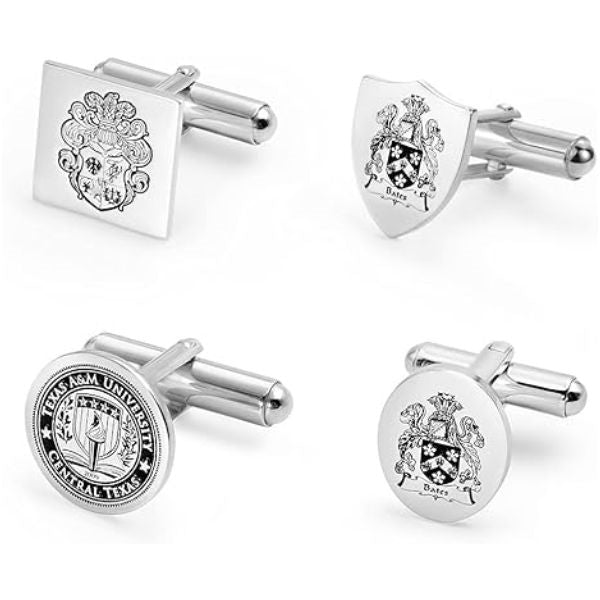 Elegant Family Crest Cufflinks, signifying unity, a sophisticated Christmas gift for family.