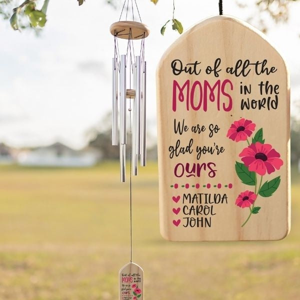 A family tree wind chime, a harmonious Mother's Day gift from a daughter celebrating maternal bonds.