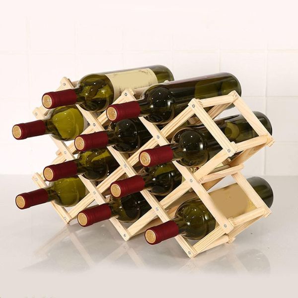 Famolay Collapsible Wooden Wine Rack, a flexible storage solution for wine enthusiasts.