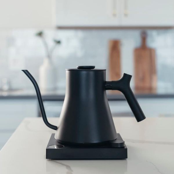 Sleek Fellow Stagg EKG electric pour-over kettle, ideal for 60th anniversary.