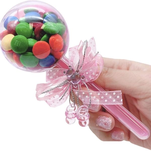 Fillable Baby Rattles bring a playful touch to baby shower favors.