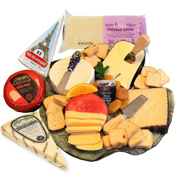 Delight in the Fine Cheese and Crackers Basket, a sophisticated Mother's Day gift option.