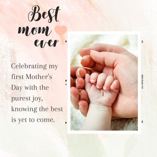 Celebrating a happy first Mother's Day with an adorable baby's hand gripping a mother's finger, a symbol of new beginnings and pure joy.