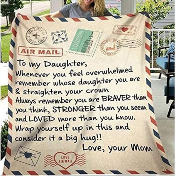 Fleece blanket with heartfelt letter, a special birthday gift for daughters.