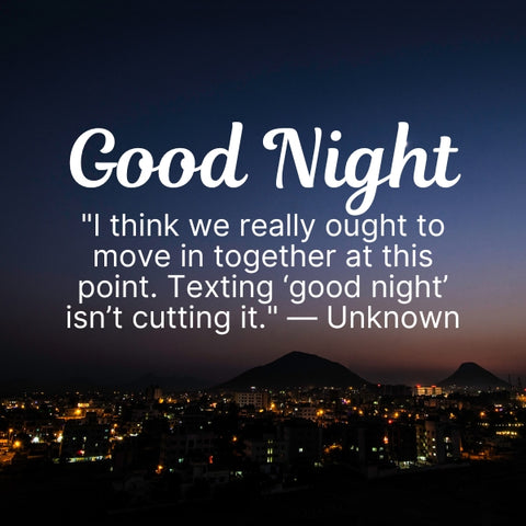 Good night message for her with a cityscape under a dark night sky.