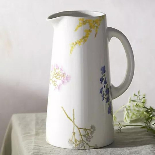 Floral Bunch Ceramic Pitcher, an elegant home décor item for serving or as a vase.
