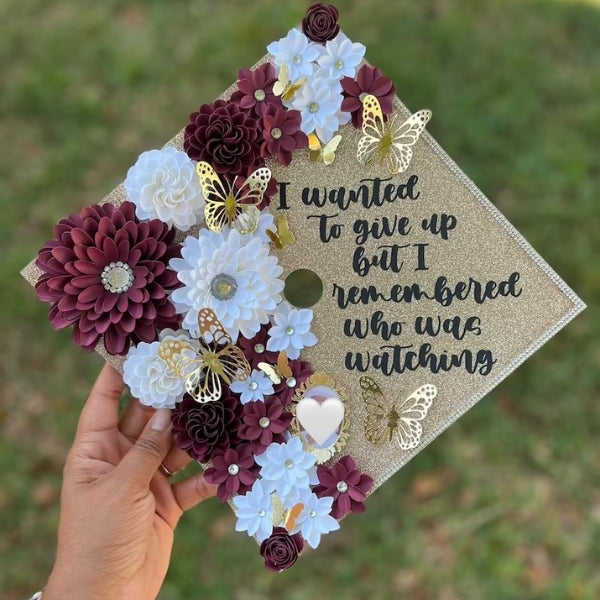 Flowers and Butterflies Graduation Cap featuring floral graduation cap ideas.