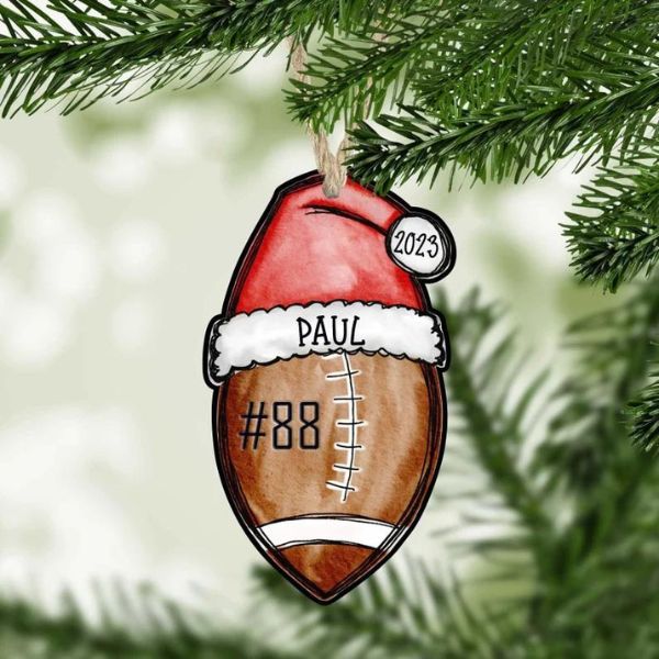 Football-themed Christmas ornament, a seasonal favorite among football coach gifts