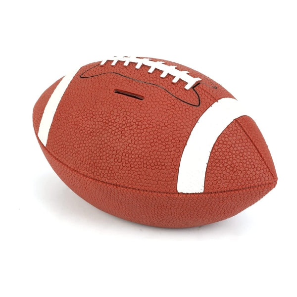 Football-themed piggy bank, a creative football gift for saving-savvy boys.