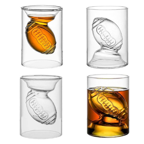 Reversible shot glasses with football themes, ideal football coach gifts