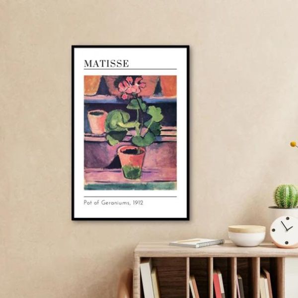 Charming Framed Geranium Print, a nod to the traditional 4 year anniversary gift of flowers.