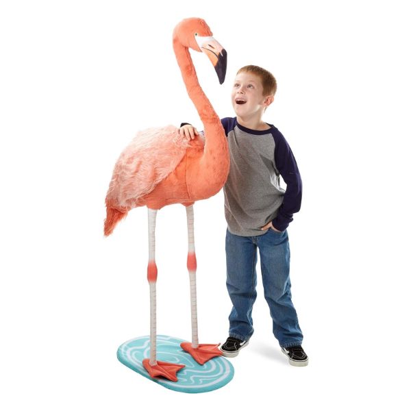 Full-Size Plush Flamingo Statue makes a statement piece for flamingo enthusiasts.