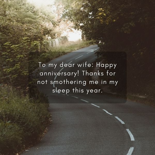 Humorous road sign quote for a wife's anniversary