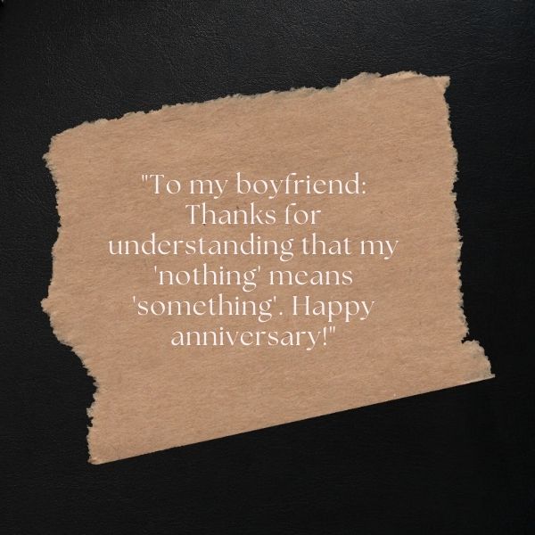 Craft paper anniversary quote for a boyfriend
