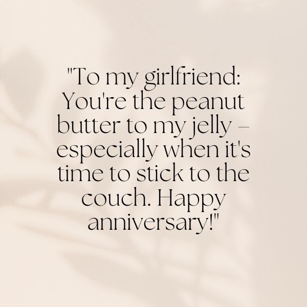 Affectionate couch-themed anniversary quote for a girlfriend