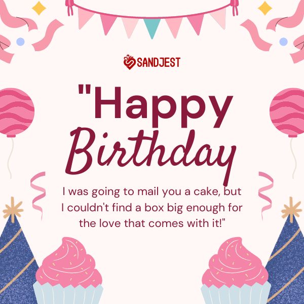 A vibrant birthday greeting card with playful decorations, featuring the funny birthday wishes for best friend from SandJest, symbolizing heartfelt and humorous long-distance birthday wishes.