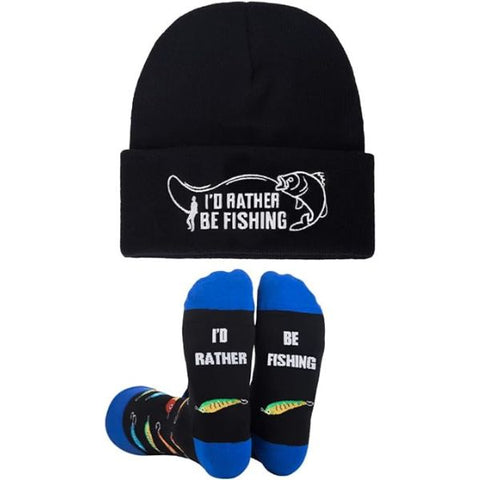 Funny Fishing Hat and Socks, a humorous touch to father's day fishing attire.
