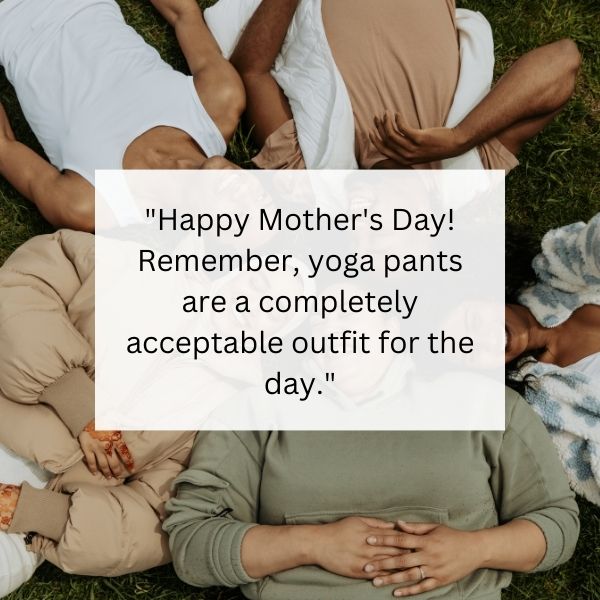 Friends sharing a laugh with funny Mother's Day message.