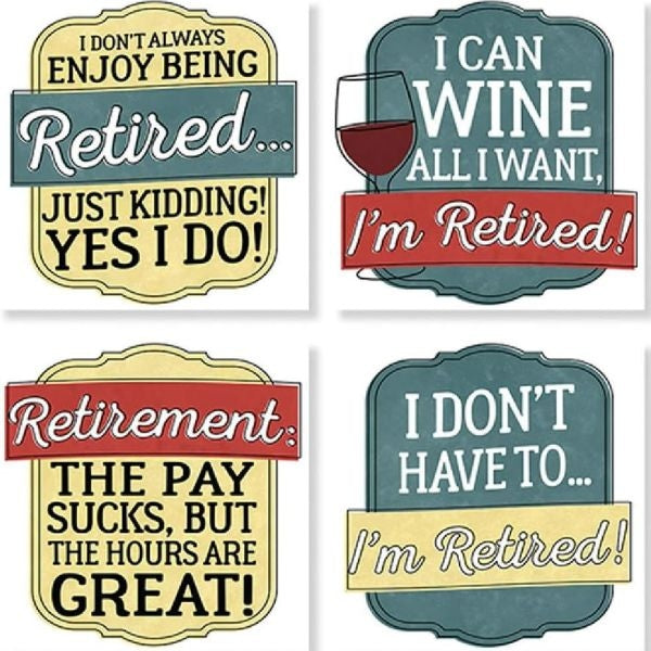 Funny Retirement Coaster with witty quotes, a light-hearted retirement gift for dad
