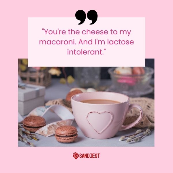 A playful true love quote on a cozy cafe-themed image captures the humorous side of love.