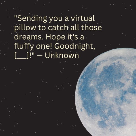 Moon against starry sky with a funny good night message for a sibling.