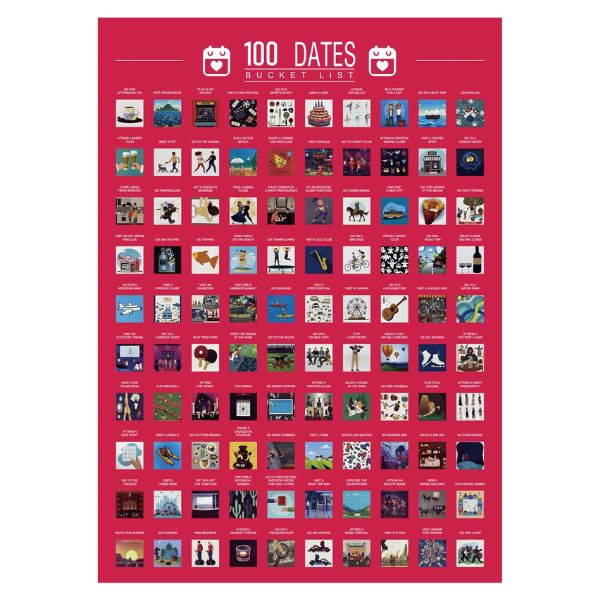 Generic 100 Date Ideas Scratch Off Poster, an adventurous and fun-filled gift for your relationship.